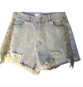 Rhinestone Fringe JULIANA'S Denim Shorts with SZ Small